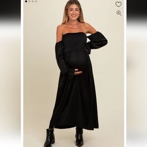Pinkblush Black Off-Shoulder Maternity Dress Women's Medium